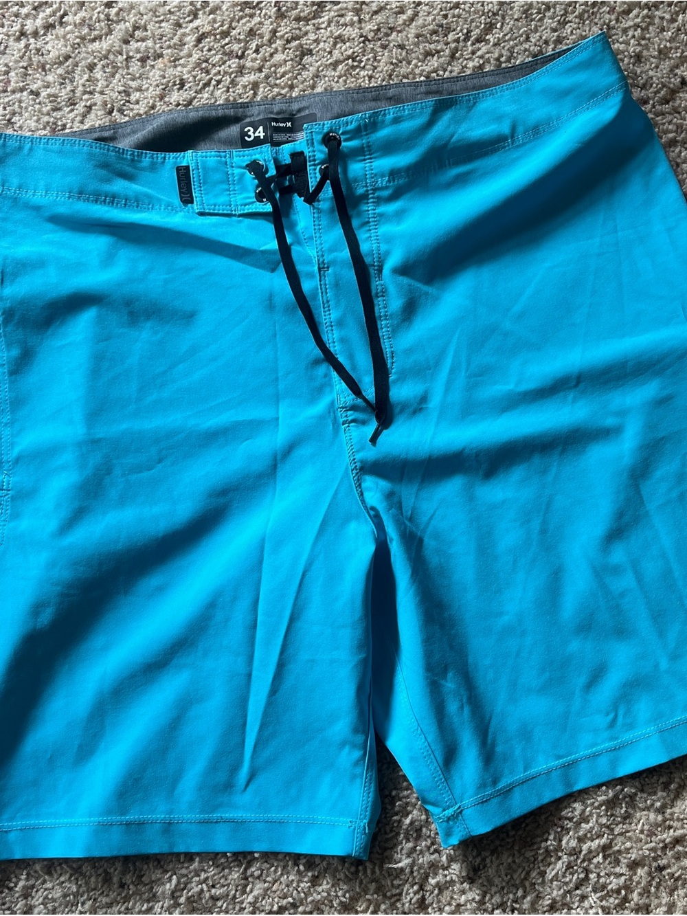 Hurley Turquoise Men's Board Shorts with Navy Drawstring